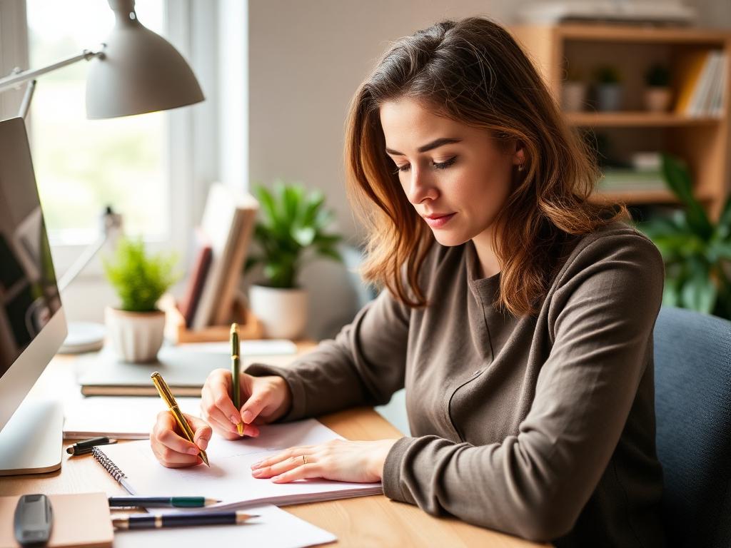 Person feeling calm after writing tasks converting anxiety to action