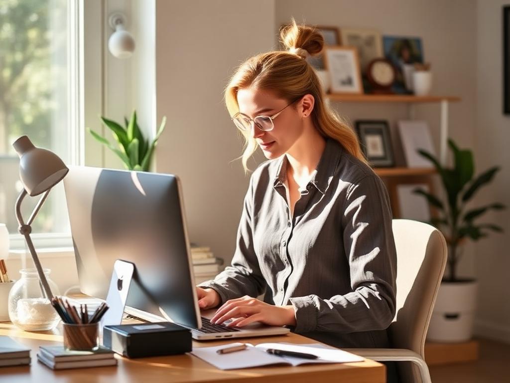 Professional starting organized morning routine with focus